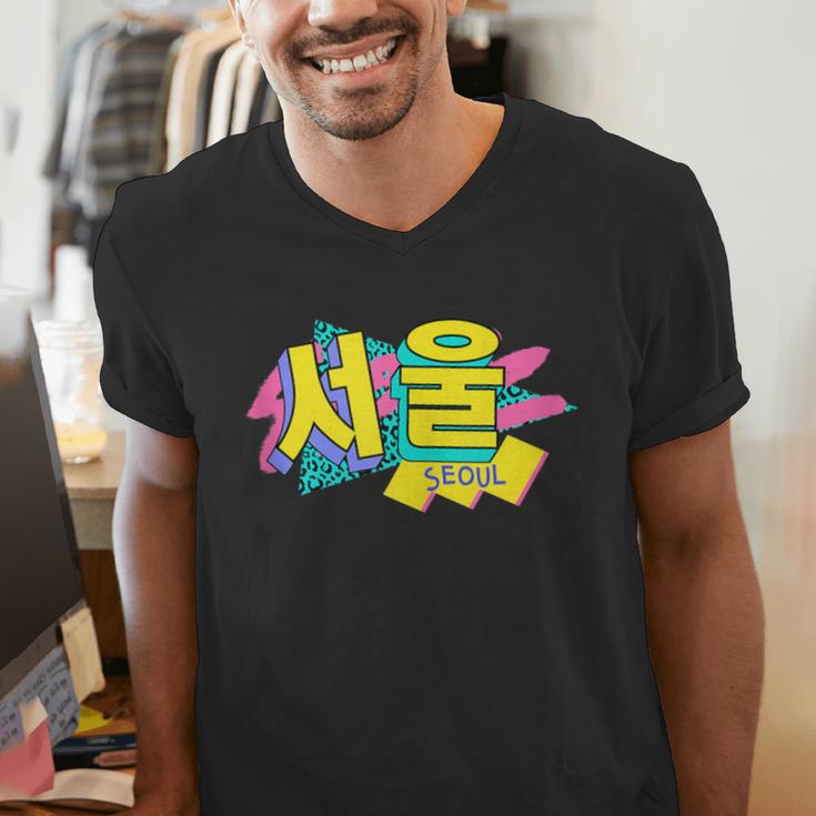 Rad Retro Seoul 90s Style Vintage South Korea 90s Nostalgia Men's V-Neck T-Shirt Rad Retro Seoul 90s Style Vintage South Korea 90s Nostalgia Men's V-Neck T-Shirt