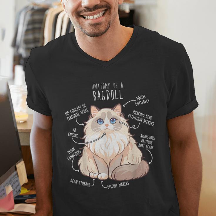 Ragdoll Cat Anatomy Cute Pet Mom Dad Cream Bicolor Men's V-Neck T-Shirt