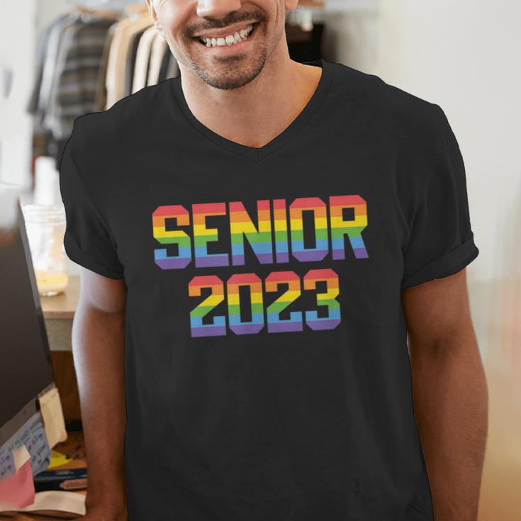 Rainbow LGBT Pride Senior 2023 Graduation Men's V-Neck T-Shirt