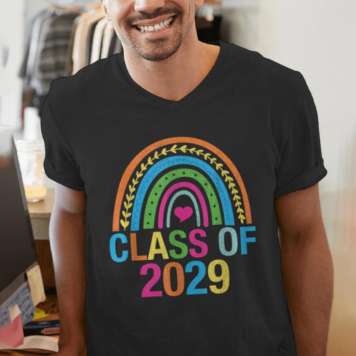Rainbow Senior 2029 Shirt Class Of 2029 Cute Graduation Men's V-Neck T-Shirt