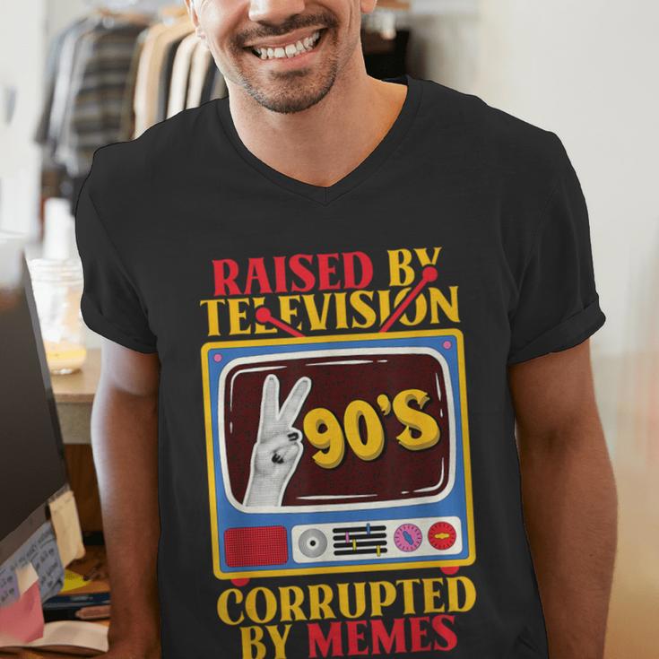 Raised By Television Corrupted By Memes Internet Nostalgia Men's V-Neck T-Shirt