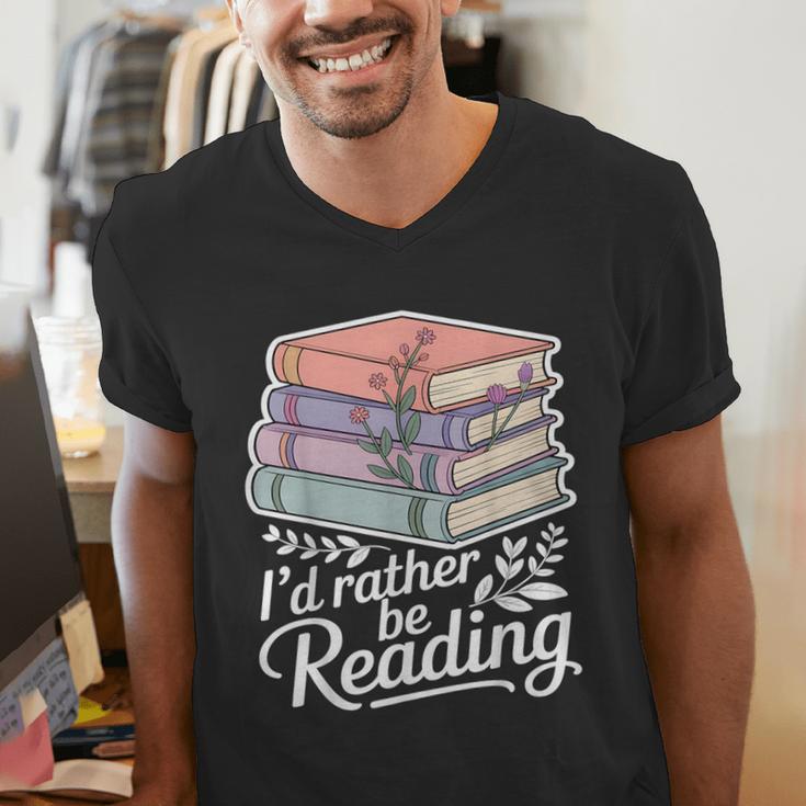 Rather Be Reading Book Lover Stack Men's V-Neck T-Shirt