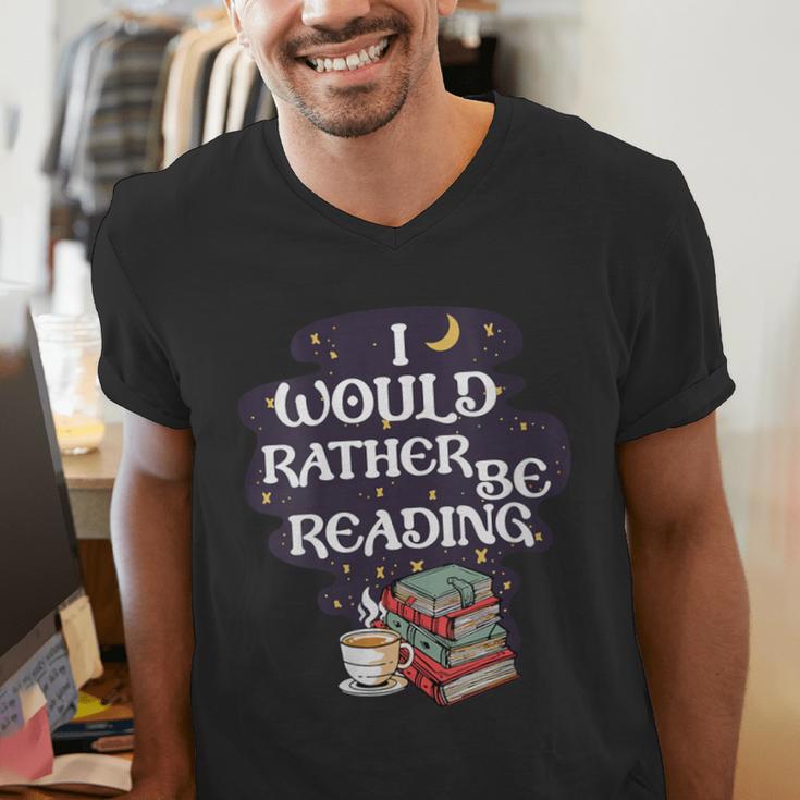 I Would Rather Be Reading Bookworm Book Lover Librarian Kids Men's V-Neck T-Shirt