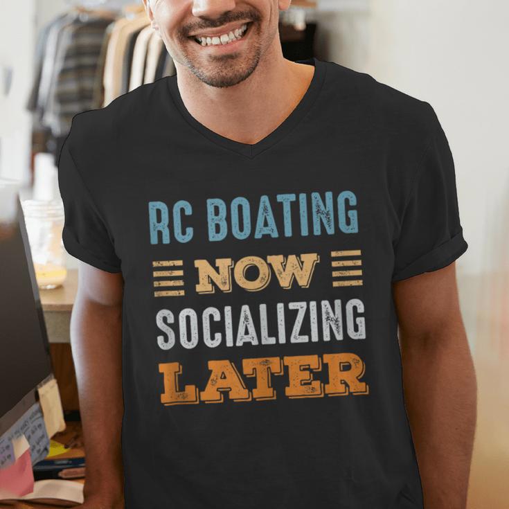 RC Boating Now Minimal Socializing Introvert Vintage Men's V-Neck T-Shirt