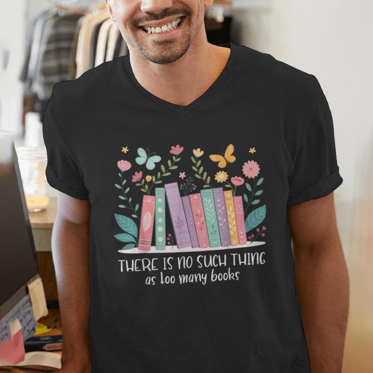 There Is No Such Thing As Too Many Books Reading Teacher Men's V-Neck T-Shirt