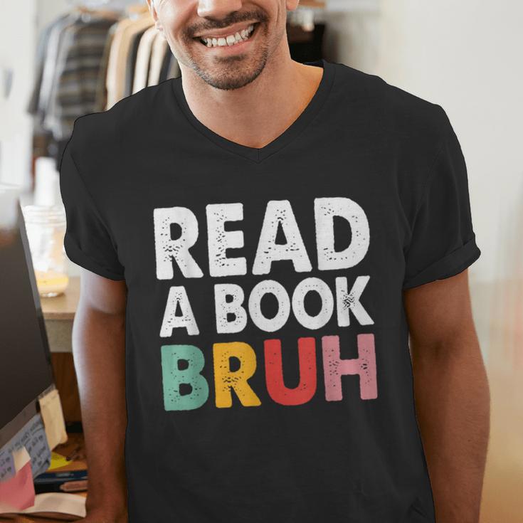 Read A Book Bruh Teacher Men's V-Neck T-Shirt