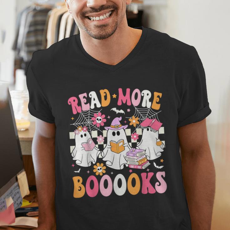 Read More Books Ghosts Reading Book Teacher Halloween Men's V-Neck T-Shirt Read More Books Ghosts Reading Book Teacher Halloween Men's V-Neck T-Shirt