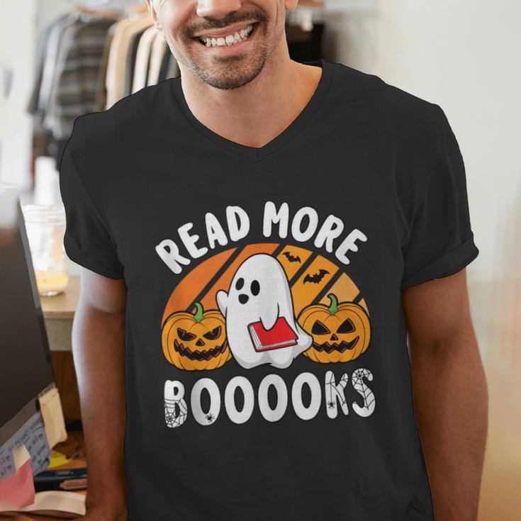 Read More Books Teacher Halloween Men Women Men's V-Neck T-Shirt