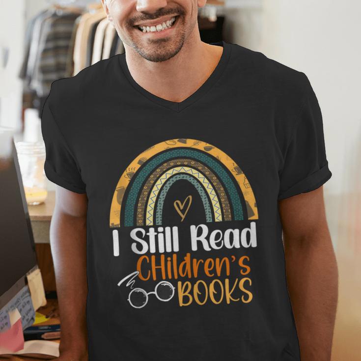 I Still Read Children's Books Rainbow Men's V-Neck T-Shirt