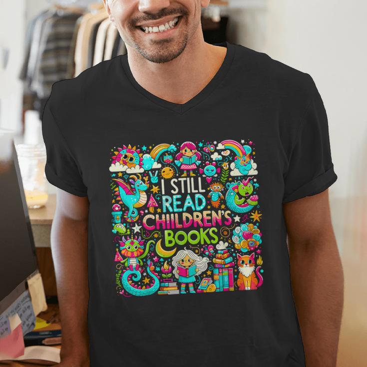 I Still Read Childrens Books Reading Lover Bookworm Men's V-Neck T-Shirt