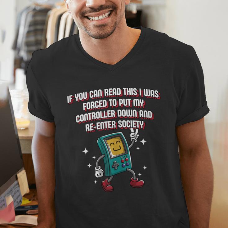If You Can Read This Gamer Humor Gaming Introvert Men's V-Neck T-Shirt