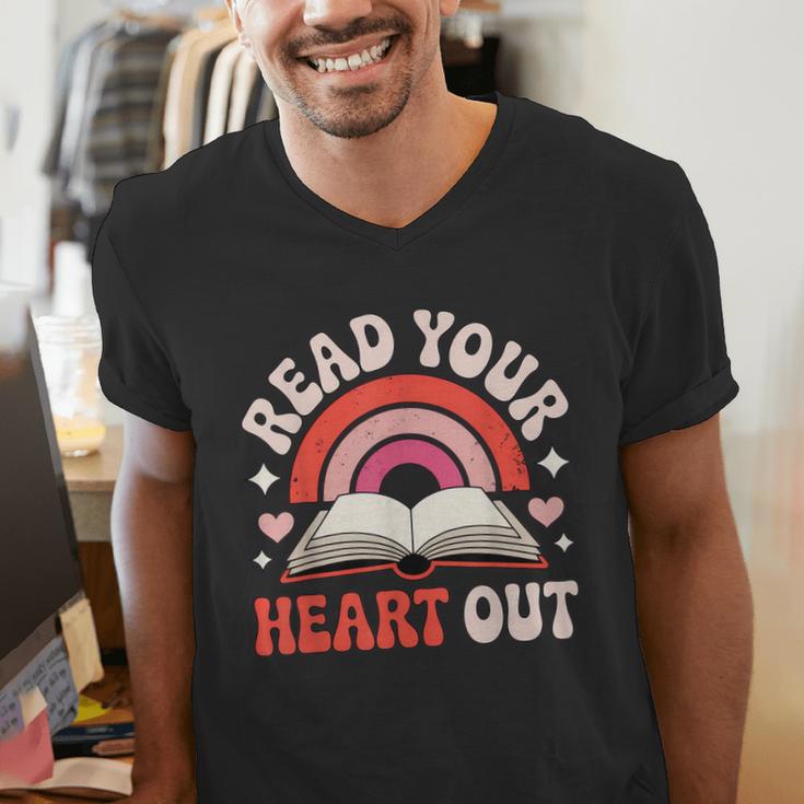 Read Your Heart Out Book Lovers Emotional Fall Vibes Men's V-Neck T-Shirt