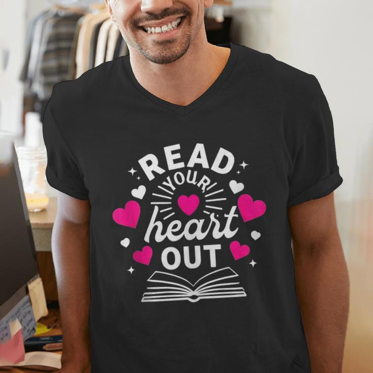 Read Your Heart Out Cute Teacher Women Book Lovers Men's V-Neck T-Shirt Read Your Heart Out Cute Teacher Women Book Lovers Men's V-Neck T-Shirt