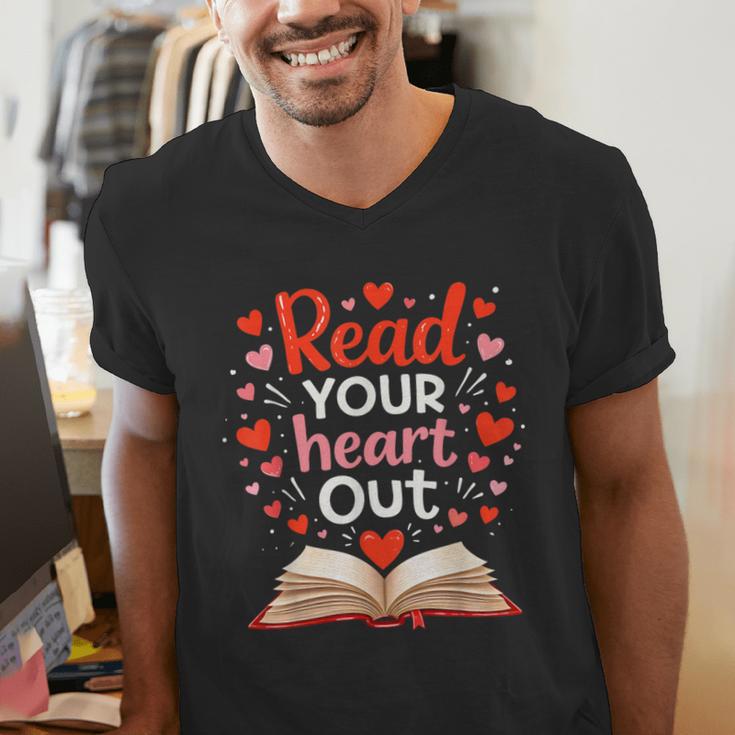 Read Your Heart Out Reading Book Lover Valentine Day Men's V-Neck T-Shirt Read Your Heart Out Reading Book Lover Valentine Day Men's V-Neck T-Shirt