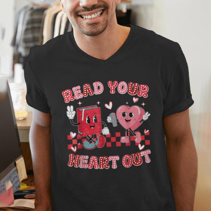 Read Your Heart Out Valentine Teacher Book Lover Men's V-Neck T-Shirt