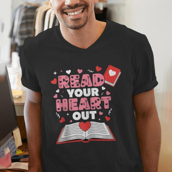 Read Your Heart Out Valentines Day Reading Book Kids Teacher Men's V-Neck T-Shirt