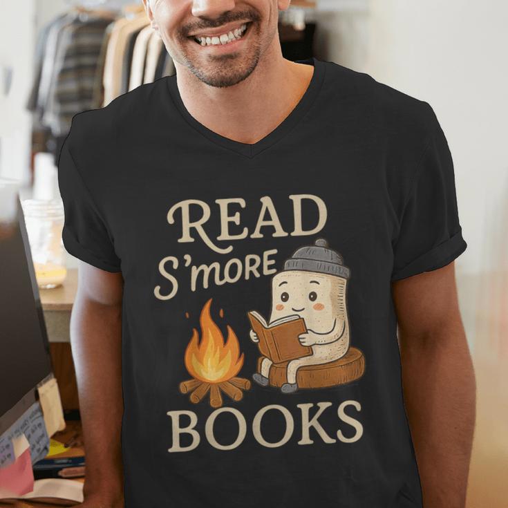 Read S'More Books Campfire Reading Book Lovers Camper Men's V-Neck T-Shirt Read S'More Books Campfire Reading Book Lovers Camper Men's V-Neck T-Shirt