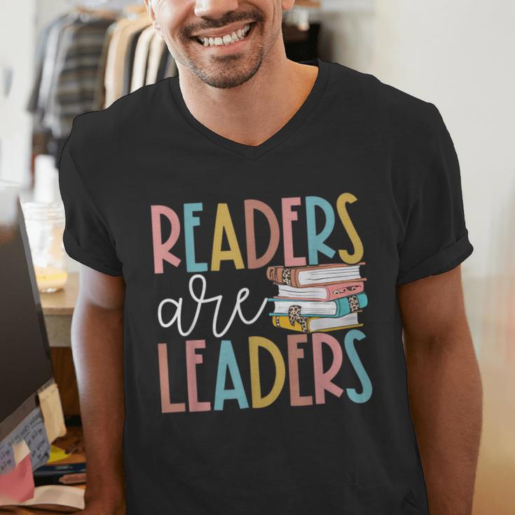 Readers Are Leaders Reading Book Lovers Teacher Women Kids Men's V-Neck T-Shirt Readers Are Leaders Reading Book Lovers Teacher Women Kids Men's V-Neck T-Shirt