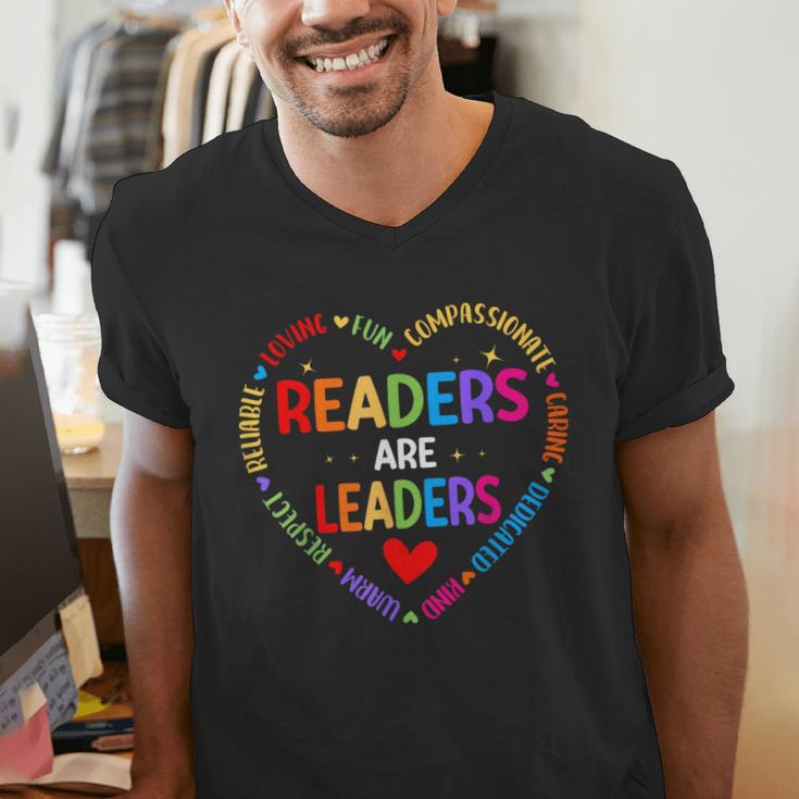 Readers Are Leaders Reading Teacher Women Kids Book Lovers Men's V-Neck T-Shirt