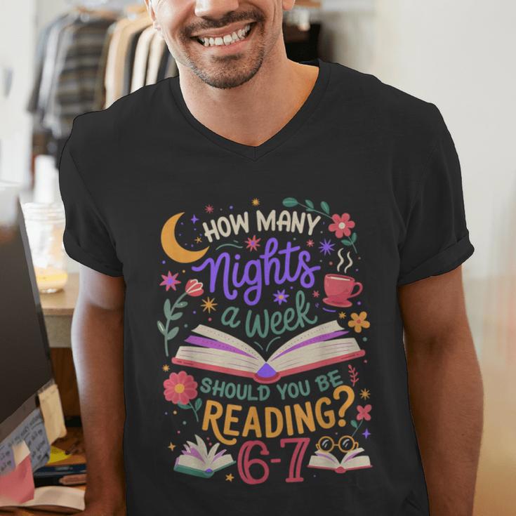 Reading 6 7 Meme Six Seven Cozy Book Lover Teacher Men's V-Neck T-Shirt