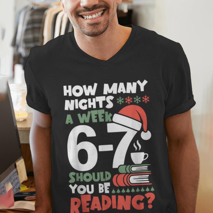 Reading 67 Meme English Teacher Christmas Book Lover Men's V-Neck T-Shirt