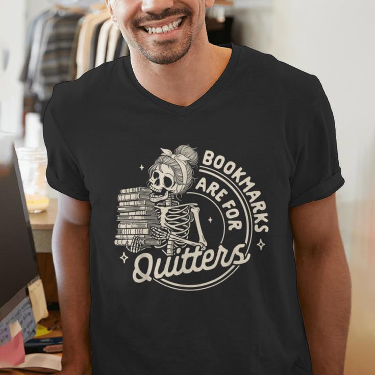Reading Book Bookish Book Club Bookmarks Are For Quitters Men's V-Neck T-Shirt Reading Book Bookish Book Club Bookmarks Are For Quitters Men's V-Neck T-Shirt