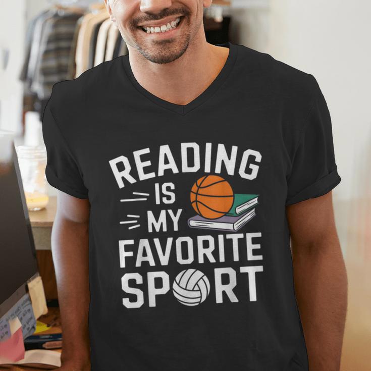 Reading Is My Favorite Sport Reading Book Lover Reader Men's V-Neck T-Shirt Reading Is My Favorite Sport Reading Book Lover Reader Men's V-Neck T-Shirt