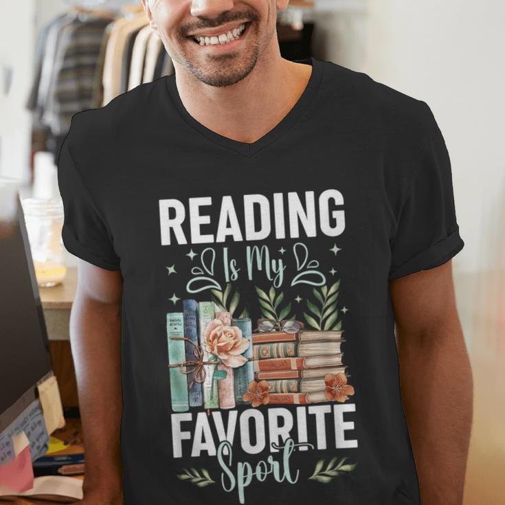 Reading Is My Favorite Sport Bookworm Men's V-Neck T-Shirt