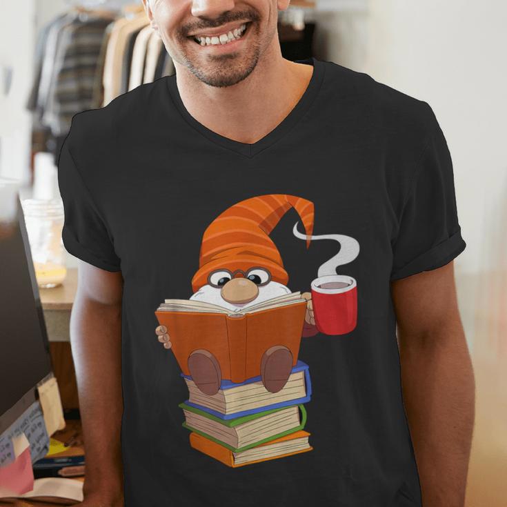 Reading Lover Book Graphic Gnome Men's V-Neck T-Shirt