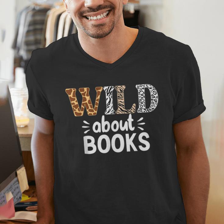 Reading Lover Wild About Books Reading Books And Bookworm Men's V-Neck T-Shirt