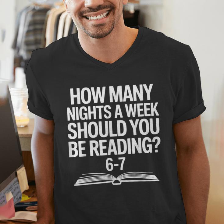 Reading Meme 6 To 7 Nights a Week Book Appreciation Men's V-Neck T-Shirt Reading Meme 6 To 7 Nights a Week Book Appreciation Men's V-Neck T-Shirt