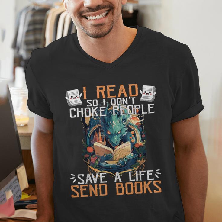 Reading Readers I Read Send Books Dragon Bookworm Tee Men's V-Neck T-Shirt