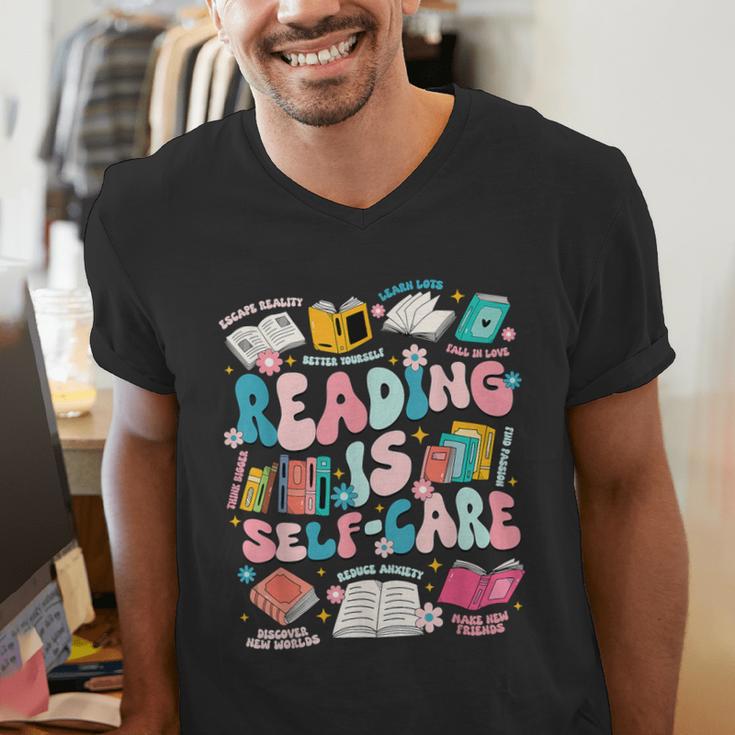 Reading Is Self-Care Book Lover Teacher Student Men Women Men's V-Neck T-Shirt Reading Is Self-Care Book Lover Teacher Student Men Women Men's V-Neck T-Shirt