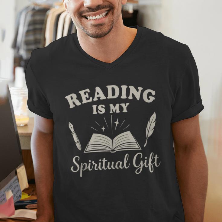 Reading Is My Spiritual Present Book Lover Reader Men's V-Neck T-Shirt