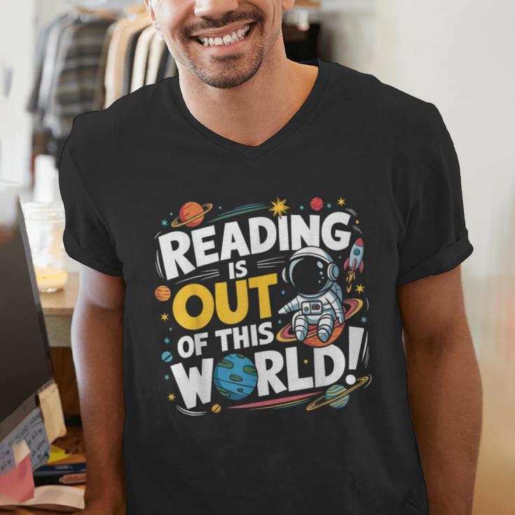 Reading Is Out Of This World Space Book Lover Kids Men's V-Neck T-Shirt