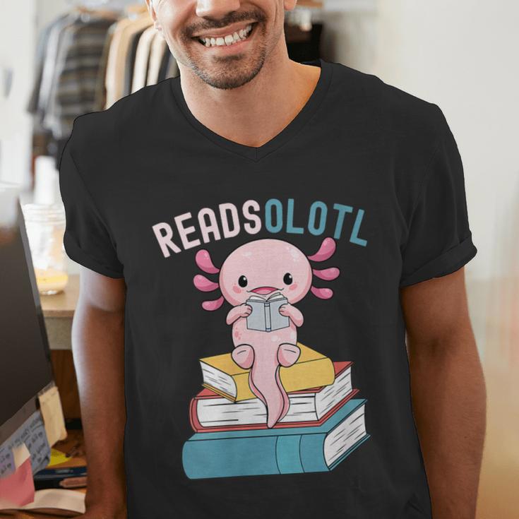 Reads Alotl Shirt Kids Readsolotl Read Axolotl Shirt Books Men's V-Neck T-Shirt