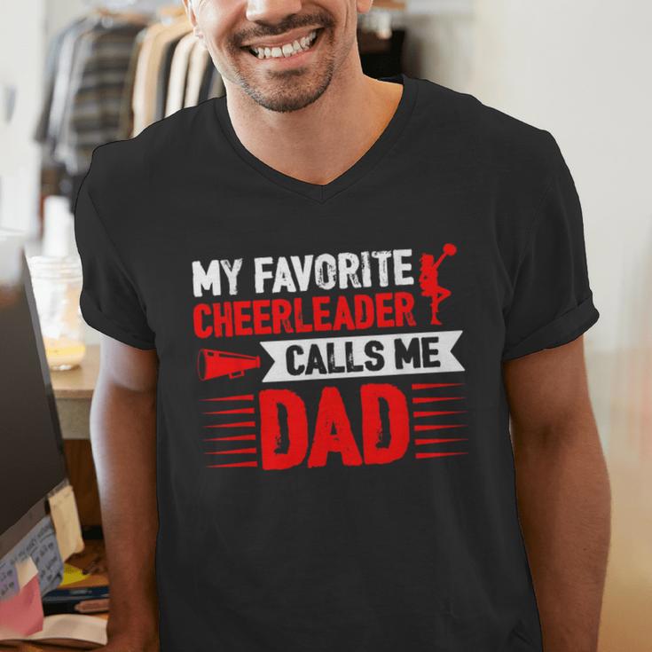 Red Cheer Dad Family Father Cheerleader Squad Men's V-Neck T-Shirt