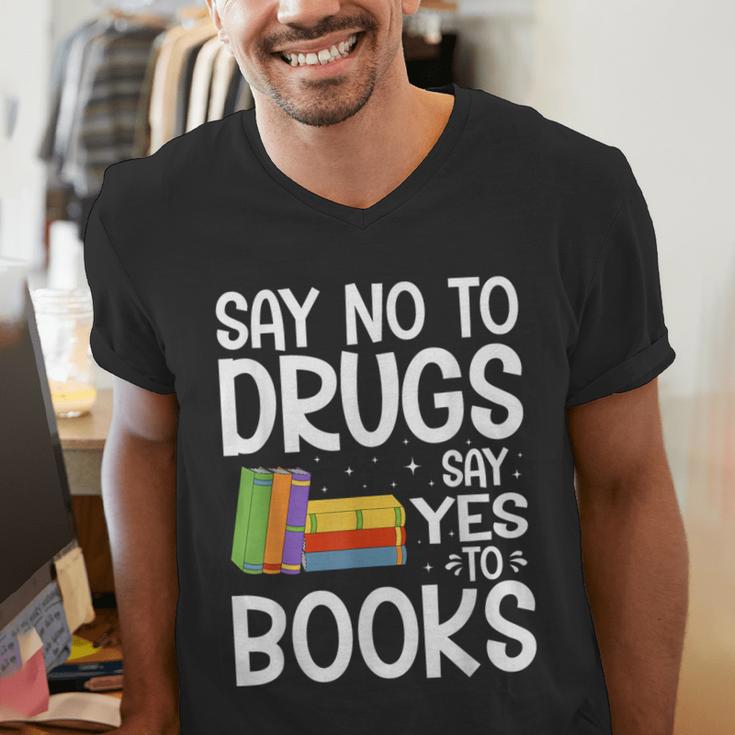 Red Ribbon Week Say No To Drugs Say Yes To Books Drug Free Men's V-Neck T-Shirt Red Ribbon Week Say No To Drugs Say Yes To Books Drug Free Men's V-Neck T-Shirt
