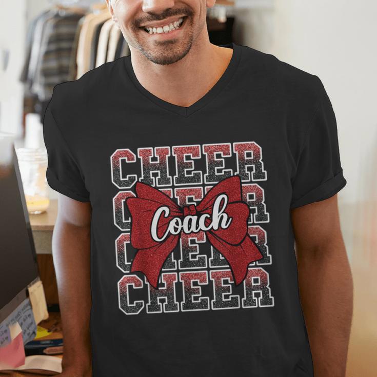 Red Sport Loud Proud Cheer Coach Dad Father's Day Men's V-Neck T-Shirt