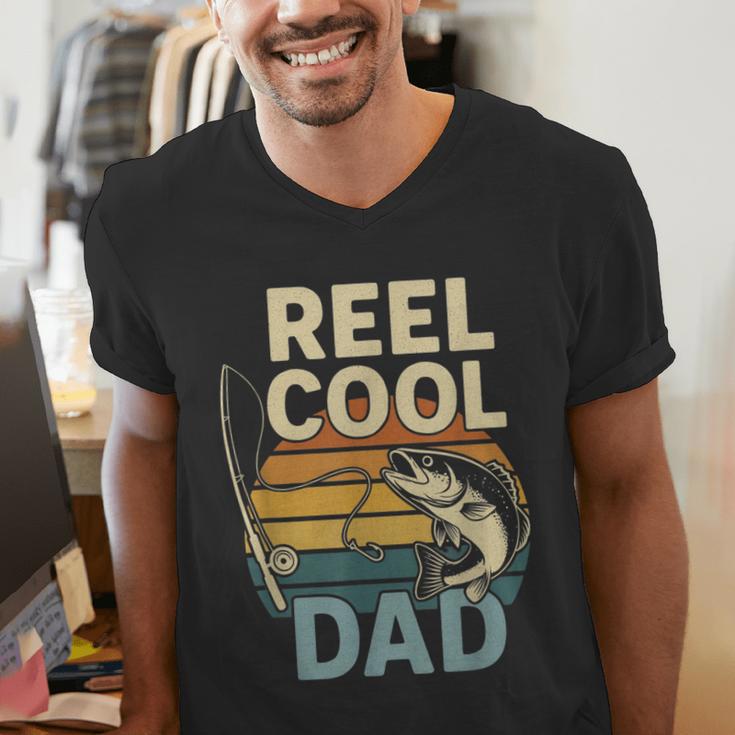 Reel Cool Dad Fathers Day Fishing Outdoors Men's V-Neck T-Shirt