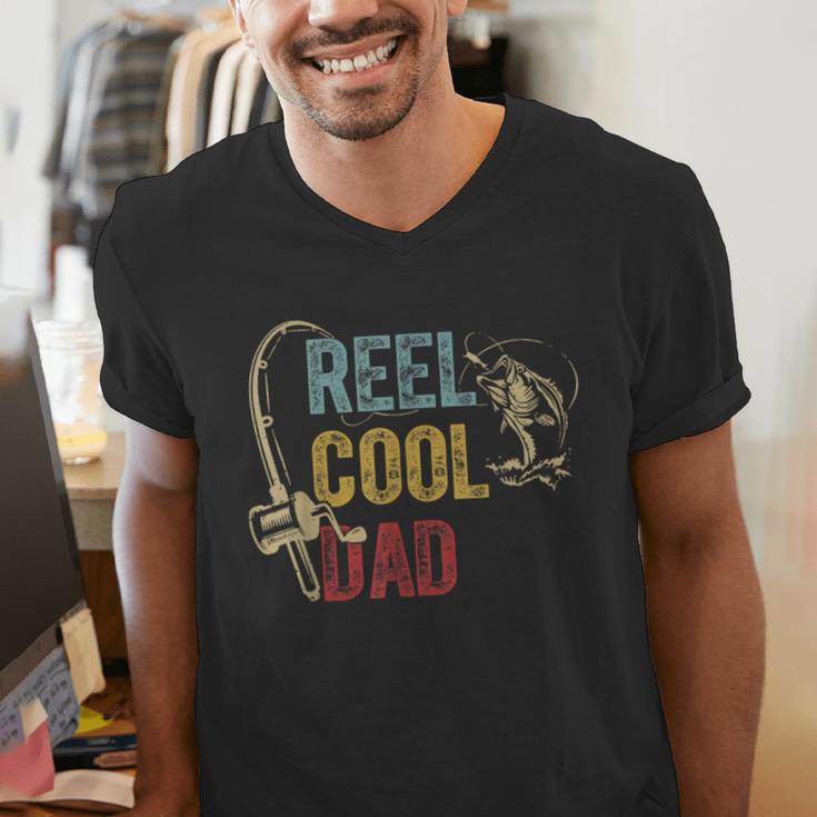 Reel Cool Dad Fishing Shirt Father's Day Fisherman Men's V-Neck T-Shirt