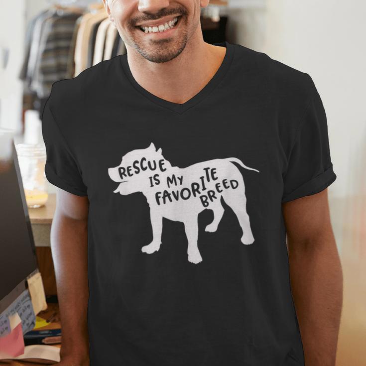 Rescue Is My Favorite BreedShirt Pitbull Mam Dad Shirt Men's V-Neck T-Shirt