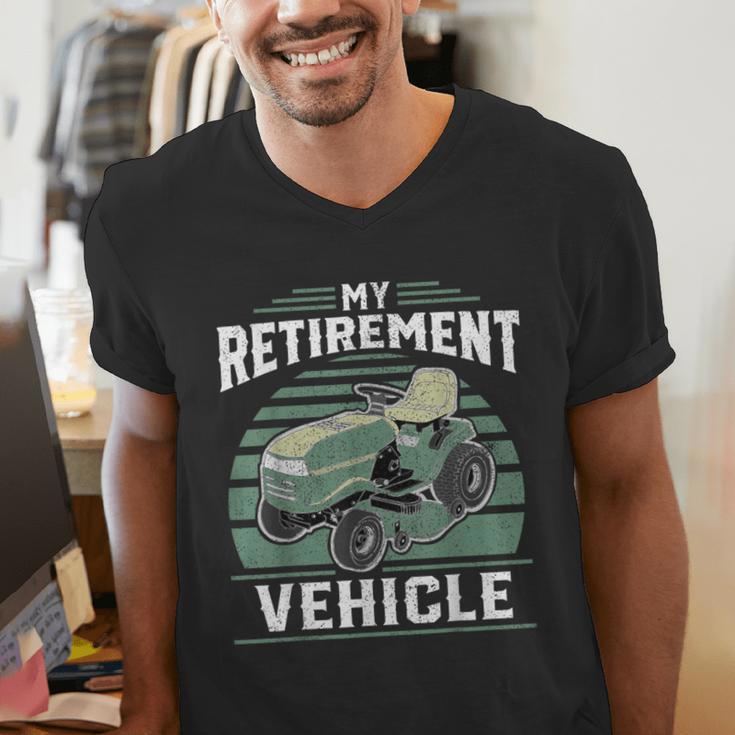 My Retirement Vehicle Riding Lawn Mower Retro Dad Men's V-Neck T-Shirt