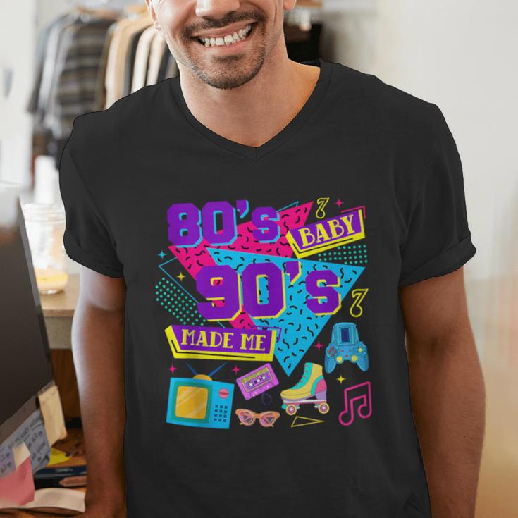 Retro 1980s 80's Baby 1990s 90's Made Me Nostalgia Birthday Men's V-Neck T-Shirt