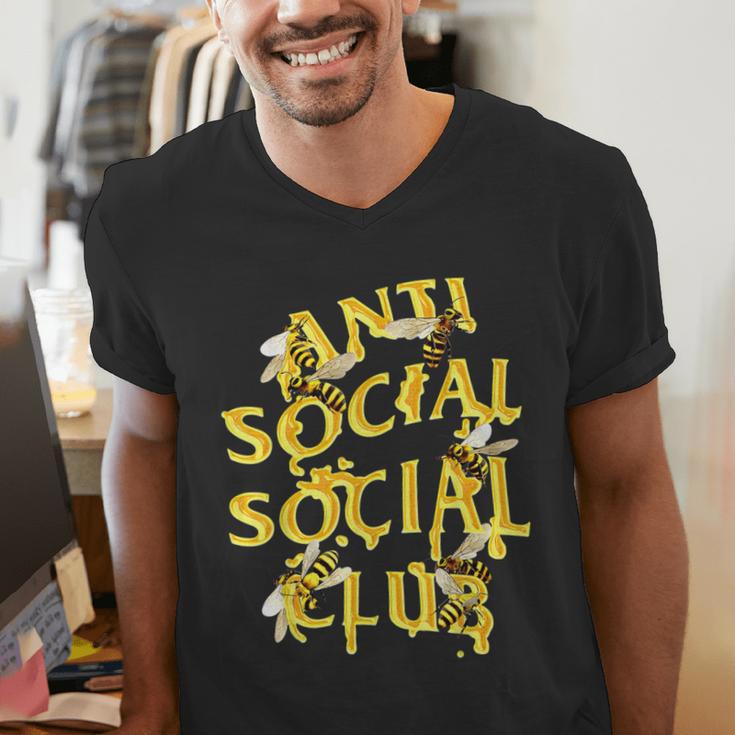 Retro Anti Social Club Bees Introvert Women Men Men's V-Neck T-Shirt