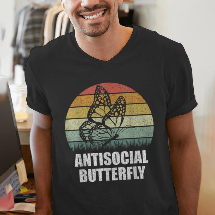 Retro Antisocial Butterfly Shirt For Introverts Men's V-Neck T-Shirt Retro Antisocial Butterfly Shirt For Introverts Men's V-Neck T-Shirt