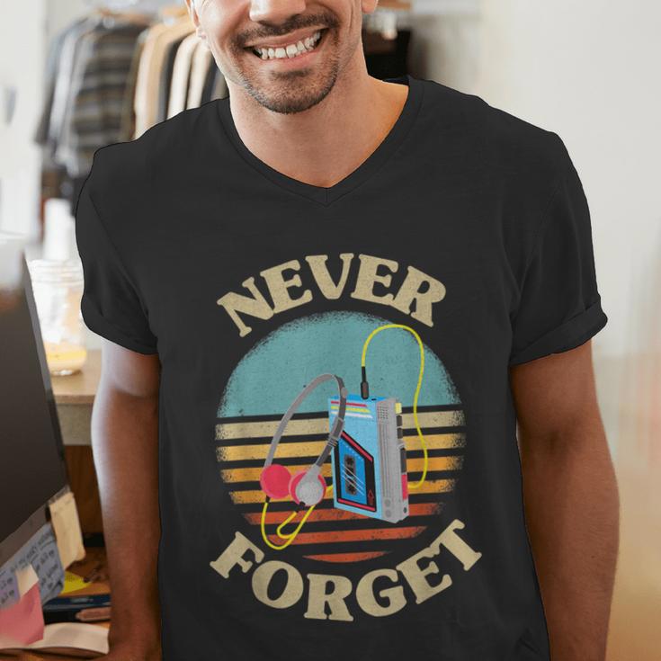 Retro Cassette Player Never Forget Nostalgia Vintage Men's V-Neck T-Shirt