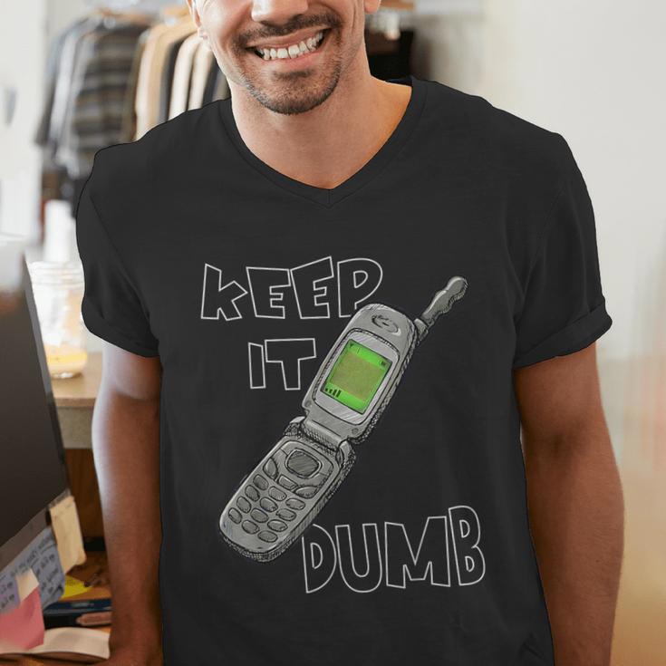 Retro Dumb Flip Phone Vintage 90s Y2K Tech Nostalgia Men's V-Neck T-Shirt