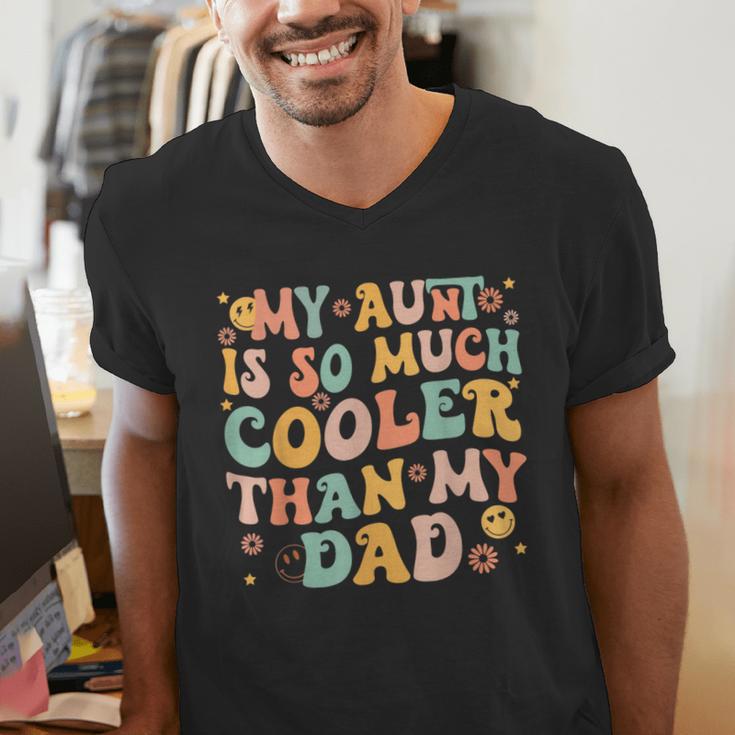 Retro Groovy My Aunt Is So Much Cooler Than My Dad Kid Niece Men's V-Neck T-Shirt