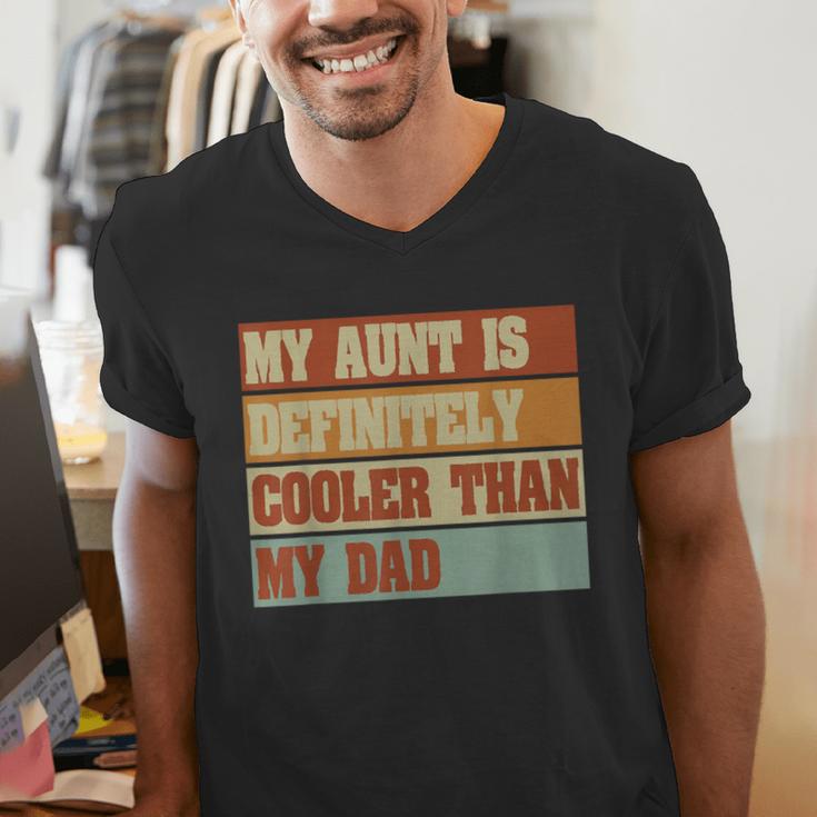 Retro Niece Nephew Auntie My Aunt Is Cooler Than My Dad Men's V-Neck T-Shirt